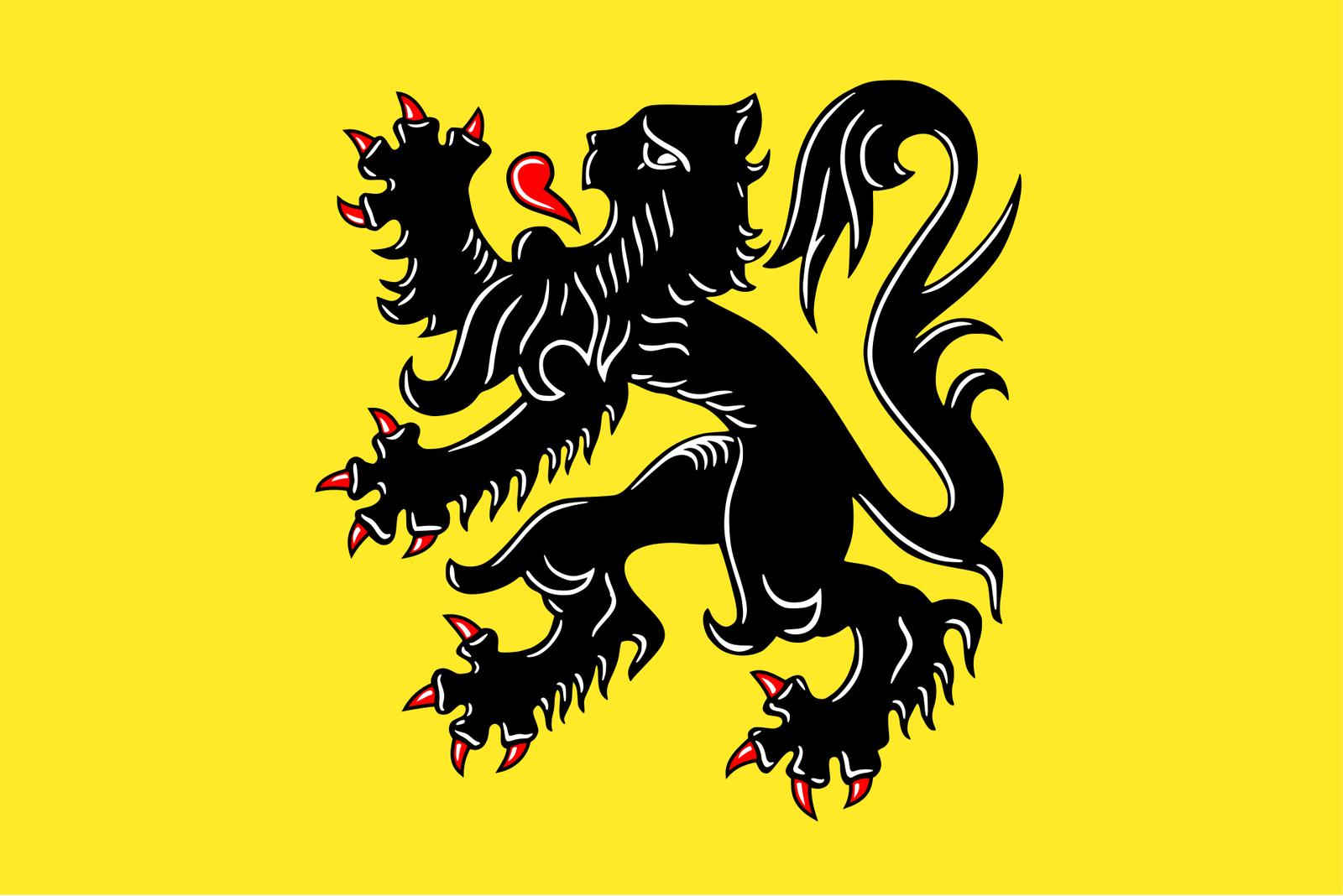 Flag of Flanders — black lion on yellow background