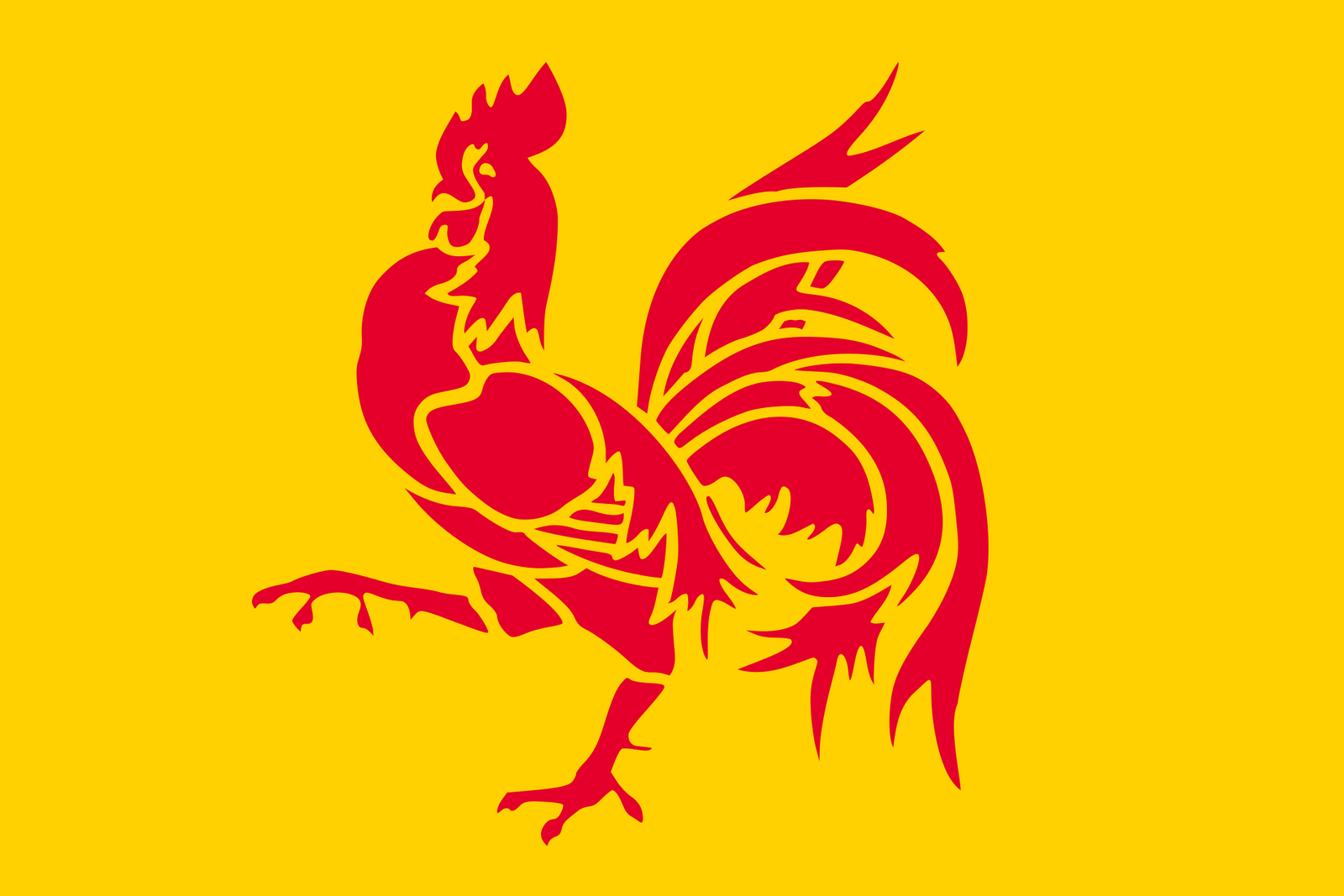 Flag of Wallonia — red rooster on yellow background